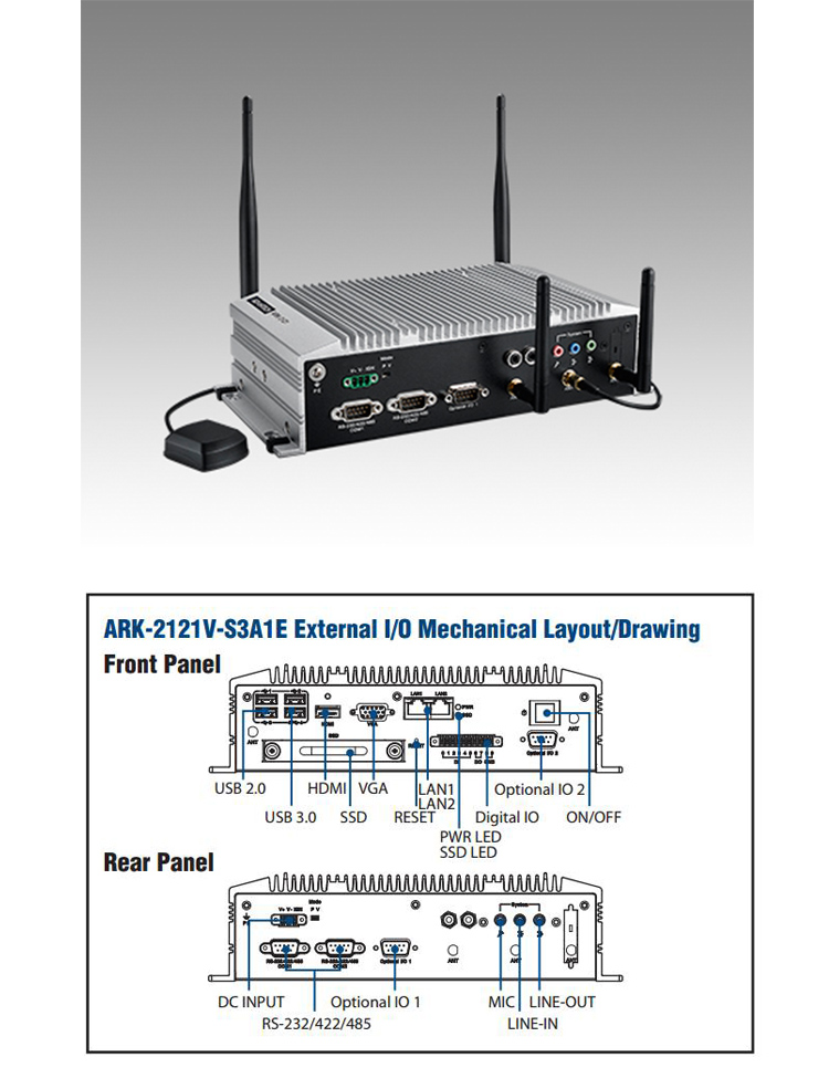 全新研華無風(fēng)扇嵌入式工控機(jī) 車載應(yīng)用 ARK-2121V