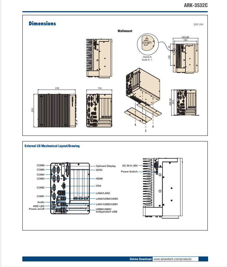 研華無風(fēng)扇嵌入式工控機ARK-3532C