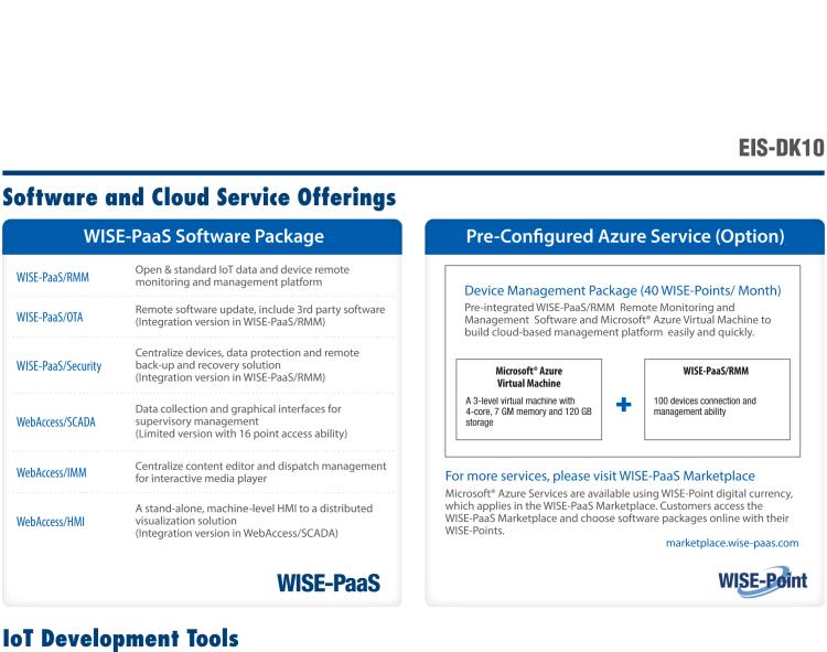 研華EIS-DK10 研華EIS-DK10，邊緣計算系統(tǒng)套件，包含整套物聯(lián)網(wǎng)設備，可快速實現(xiàn) IoT 實驗環(huán)境搭建，幫助產品快速開發(fā)。