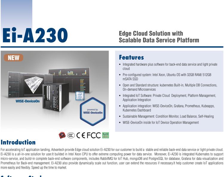 研華EI-A230 研華 EI-A230，邊緣計(jì)算系統(tǒng)服務(wù)器，搭載Intel Xeon E3-1275 V6 CPU，32GB RAM，512GB mSATA SSD，1T HDD *2，預(yù)裝Ubuntu 16.04操作系統(tǒng)。