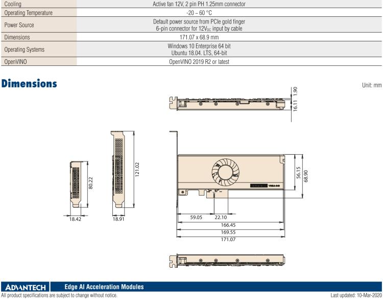 研華VEGA-340 基于Intel Movidius? Myriad? X VPU，PCIe x4 Edge AI 模塊，VPU*4 or VPU*8