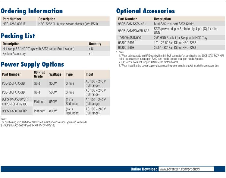研華HPC-7282 2U 機架式機箱，適用于 Micro/ATX 服務器主板，支持8個2.5寸/3.5寸熱插拔硬盤，7個半高擴展槽