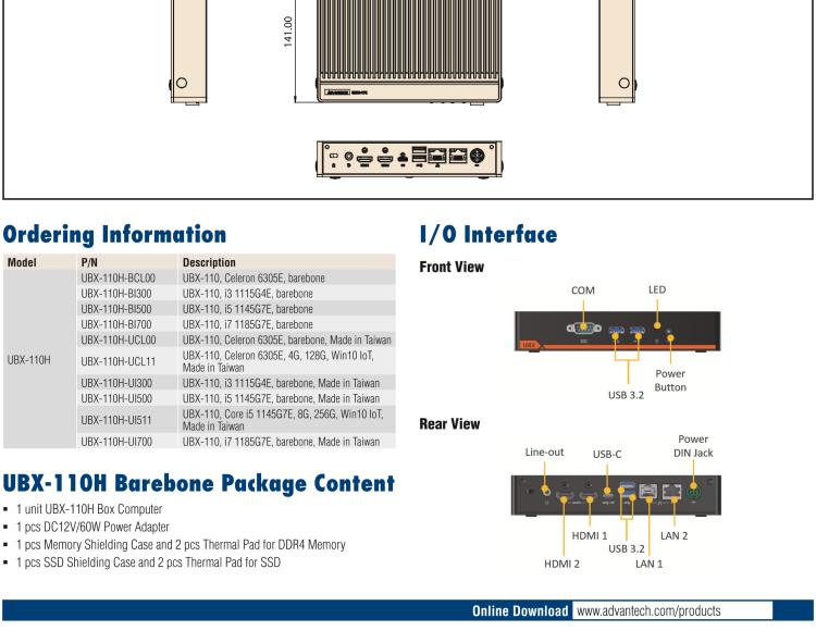 研華UBX-110 研華 UBX-110 是一臺工業(yè)級微型計算機，適用于辦公室、零售應用等。內置 Intel Tiger Lake 系列處理器提升系統(tǒng)性能和工作效率。