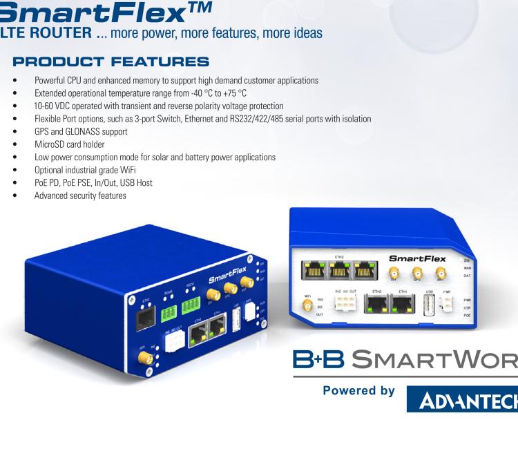 研華BB-SR30319125-SWH LTE 路由器、5E、USB、2I/O、SD、2S、帶 Wifi、PD、SL、Acc、SWH