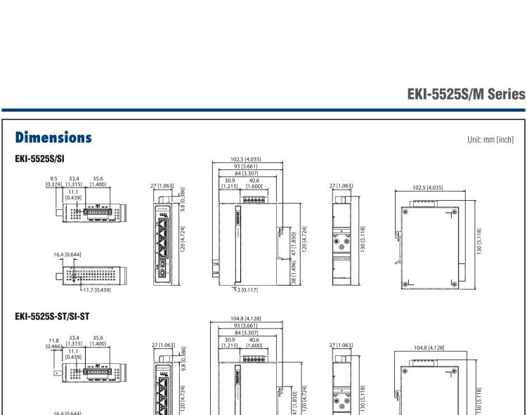研華EKI-5525SI-ST 1光4電百兆ProView(組態(tài))系列工業(yè)以太網(wǎng)交換機（包含單模/多模、SC/ST接口）