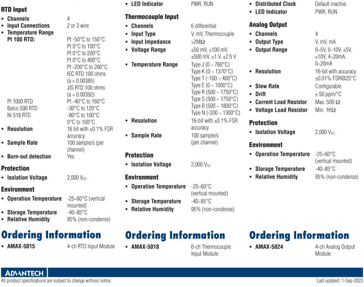 研華AMAX-5018 6路熱電偶輸入模塊，TC 16位（插片式）