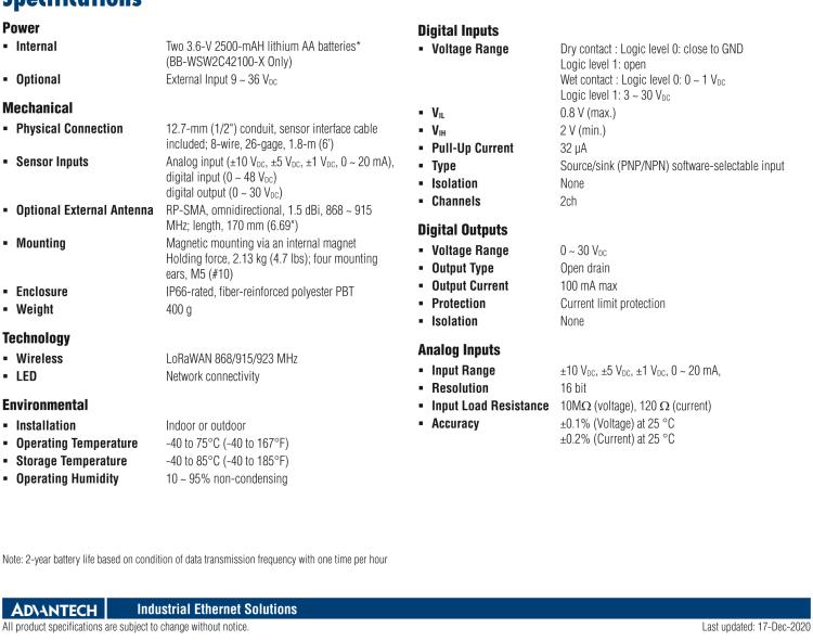 研華BB-WSW2C00015 LoRaWAN節(jié)點，支持RS485，外部天線