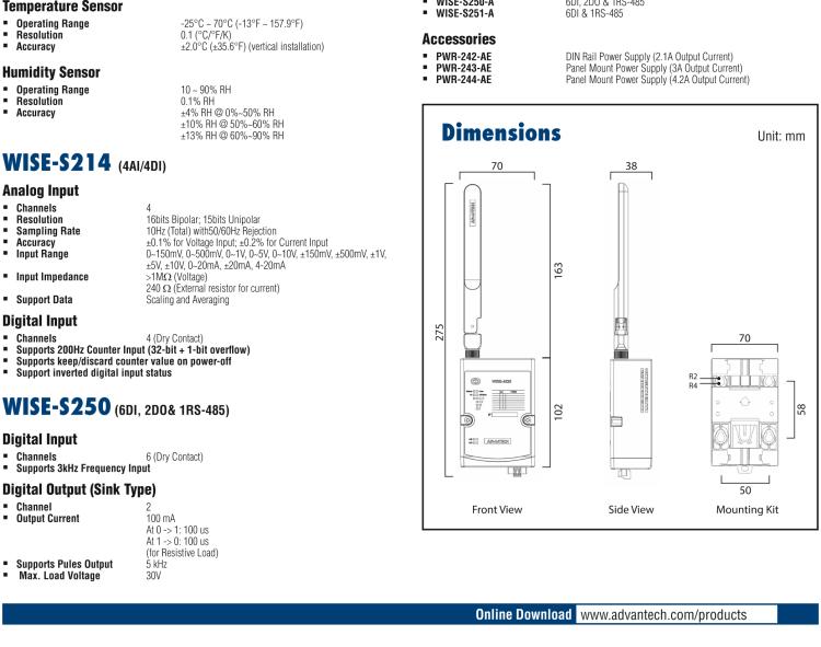研華WISE-4220-S231 內置溫濕度傳感器物聯(lián)網(wǎng)無線傳感器節(jié)點