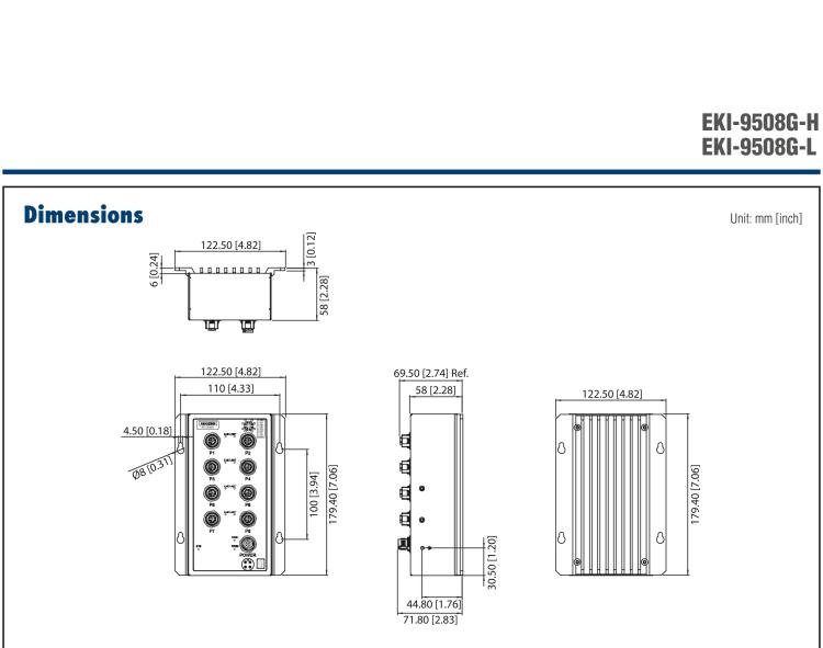 研華EKI-9508G-L 8個千兆M12端口非網(wǎng)管EN50155交換機，支持24/48 VDC供電
