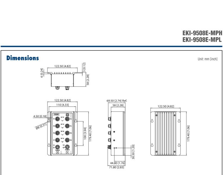 研華EKI-9508E-MPH EN 50155 Managed PoE Ethernet Switch with 8FE, 72-110 VDC