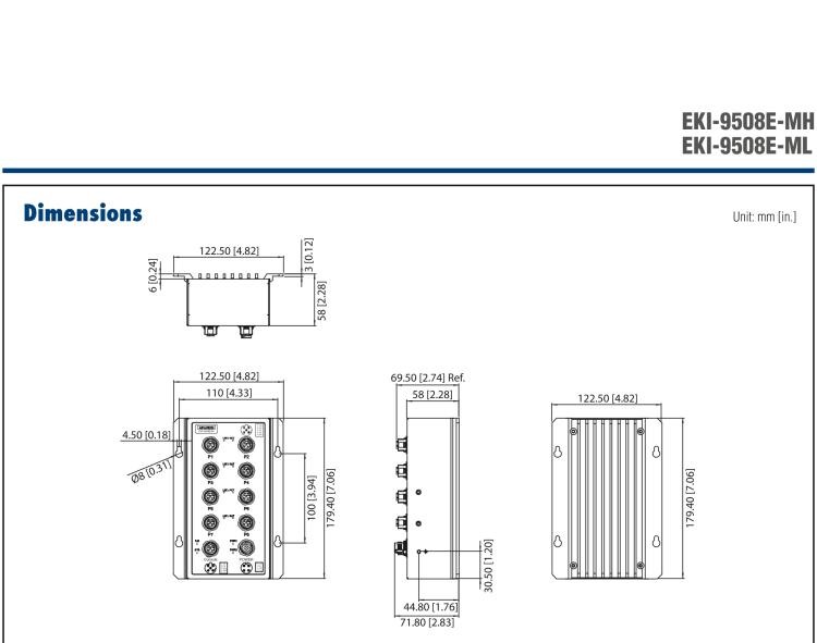 研華EKI-9508E-ML 8個百兆M12端口非網(wǎng)管EN50155交換機， 支持24/48 VDC電