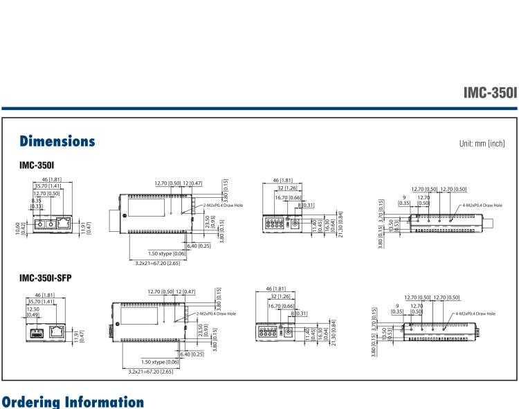 研華IMC-350I-MM-A 緊湊型光電轉(zhuǎn)換器，支持寬溫，100Base-TX/FX，多模1300nm，LFPT，5km，SC type