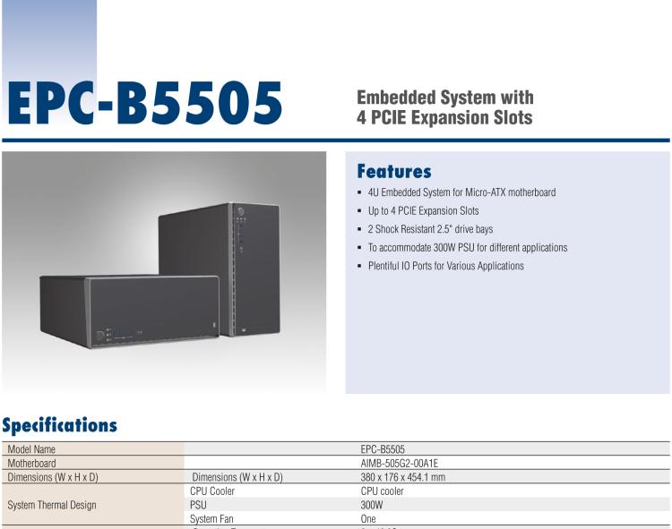 研華EPC-B5505 適配Intel? 第6/7代 Core ? i/Xeon E3系列處理器，搭載H110芯片組。標(biāo)準(zhǔn)4U上架，廣泛適用于各種行業(yè)。