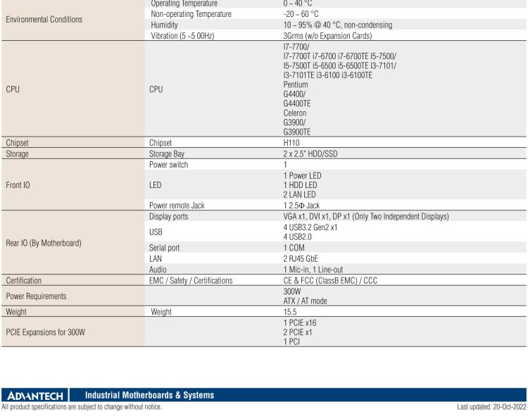 研華EPC-B5505 適配Intel? 第6/7代 Core ? i/Xeon E3系列處理器，搭載H110芯片組。標(biāo)準(zhǔn)4U上架，廣泛適用于各種行業(yè)。