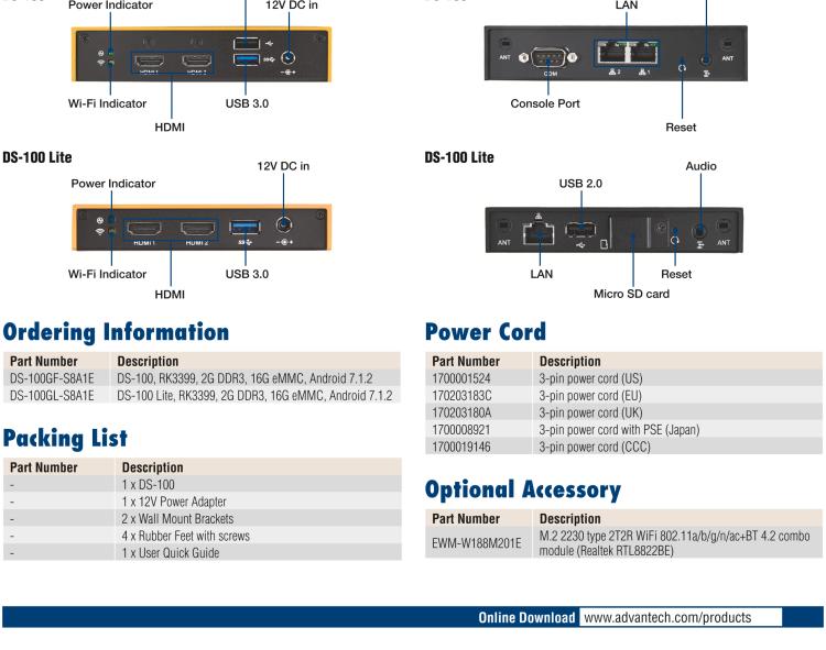 研華DS-100 基于ARM平臺(tái)的4K數(shù)字標(biāo)牌播放器,支持獨(dú)立雙顯