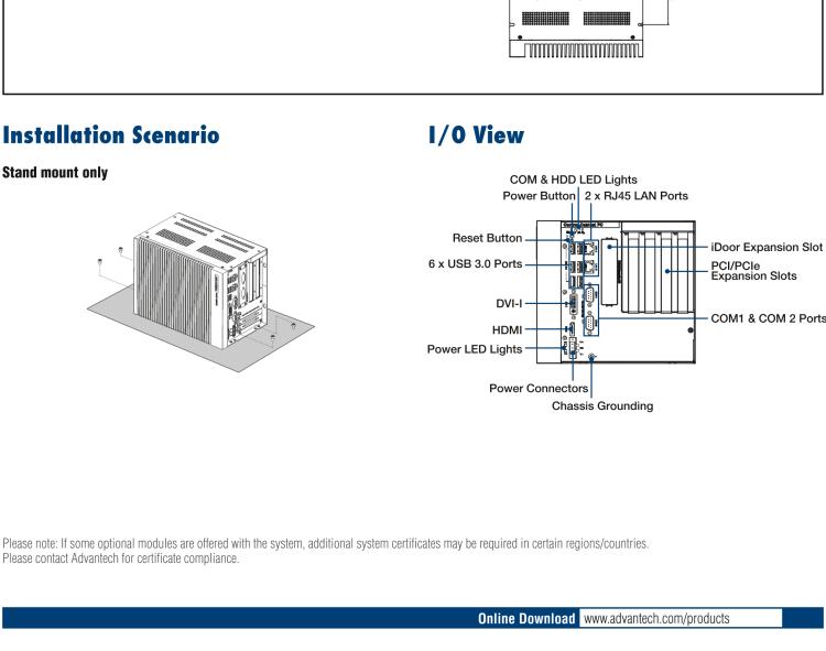 研華UNO-3285C 搭配Intel? Core?處理器，4×PCI(e) 擴(kuò)展槽，2 x GbE, 2 x mPCIe, HDMI, DVI-I