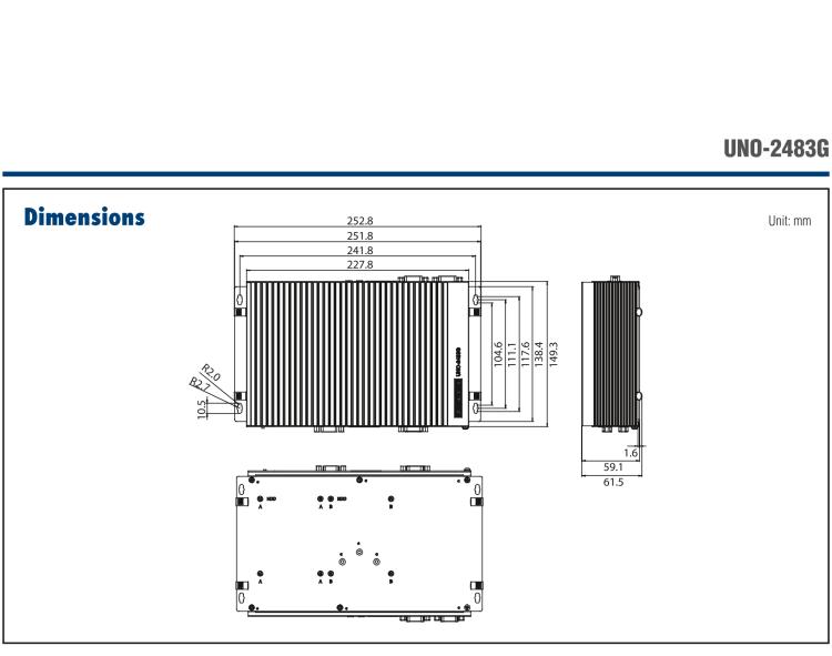 研華UNO-2483G 標(biāo)準(zhǔn)型嵌入式無(wú)風(fēng)扇工業(yè)電腦，搭配Intel? Core? i7/i3/Celeron處理器，4×GbE, 3×mPCIe, HDMI/VGA