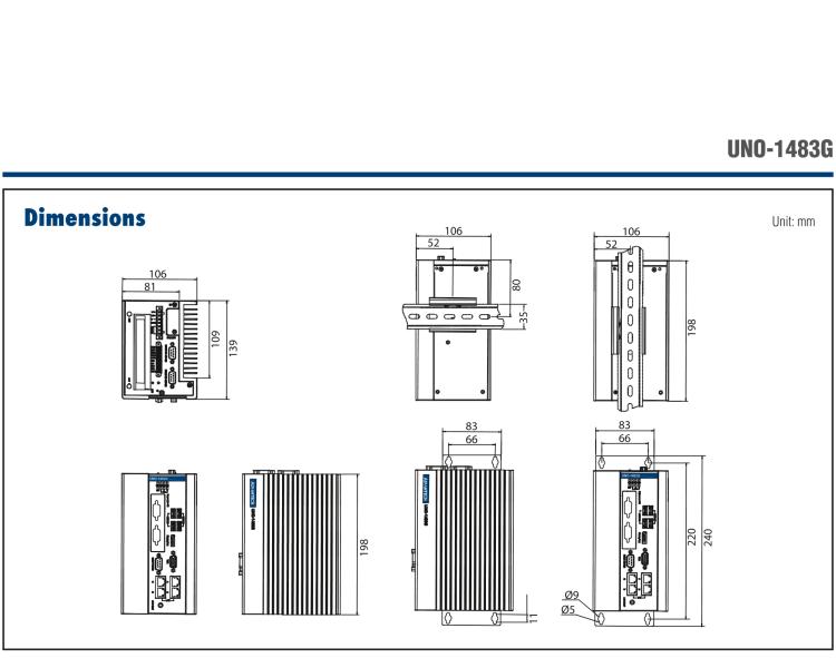 研華UNO-1483G 標(biāo)準(zhǔn)型導(dǎo)軌安裝工業(yè)控制器，搭配英特爾?酷睿? i 處理器，4×千兆網(wǎng)口，3×mPCIe，1×PCIe，DP，VGA，4×DI，4×DO