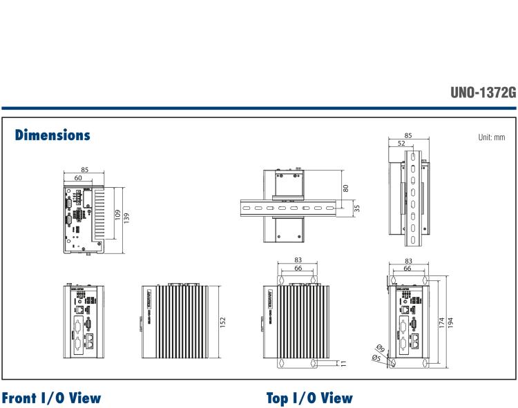 研華UNO-1372G 小型導(dǎo)軌安裝工業(yè)控制器，搭配英特爾?凌動? 四核處理器及4GB DDR3L內(nèi)存，2×mPCIe，1×mSATA，2×COM，8×DI/O，3×USB，1×HDMI，1×VGA