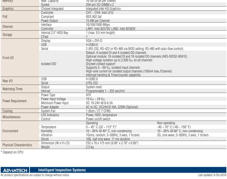 研華AIIS-1240 機(jī)器視覺工控機(jī)，支持英特爾酷睿? i7/i5/i 3 CPU,有源以太網(wǎng)緊湊型系統(tǒng), 4通路千兆網(wǎng)供電