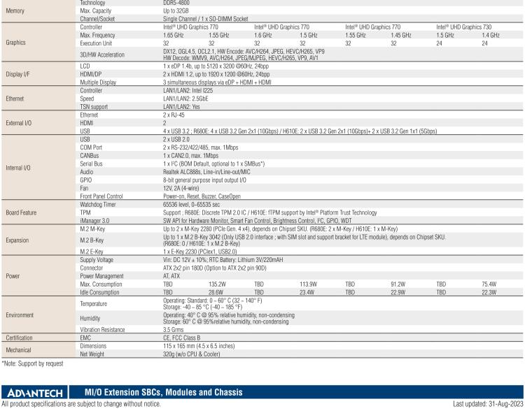 研華MIO-4370 基于第12代Intel Core處理器（Alder Lake-S系列，LGA1700 socket CPU）， 4" EPIC 單板電腦