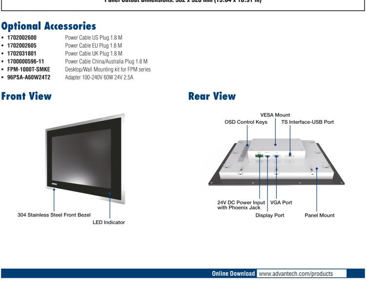 研華FPM-817S 17“英寸工業(yè)顯示器與電阻觸摸控制，直接VGA, DP端口，和304不銹鋼前面板