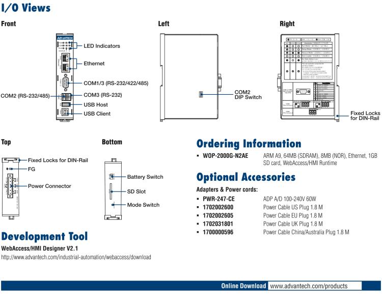 研華WebOP-2000G 工業(yè)數(shù)據(jù)網(wǎng)關，預裝WebAccess/HMI