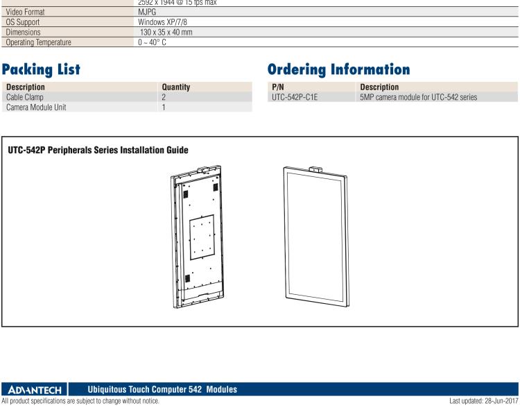 研華UTC-542P-C 5MP camera module for UTC-542 series