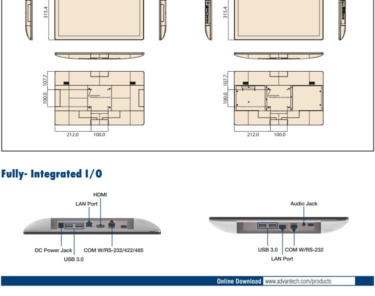 研華UTC-120G 21.5" 多功能觸控一體機(jī)，內(nèi)置 Pentium? N4200