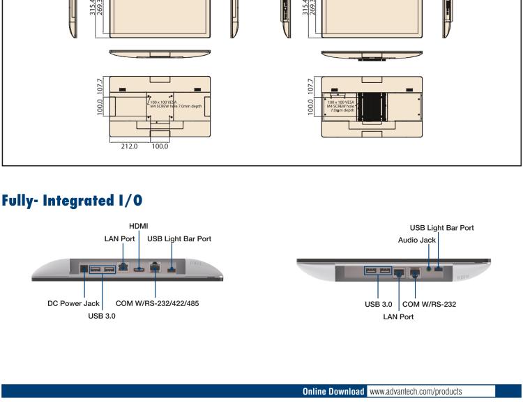 研華UTC-120H 21.5" 多功能觸控一體機，內(nèi)置Intel? Core? i5-8365UE