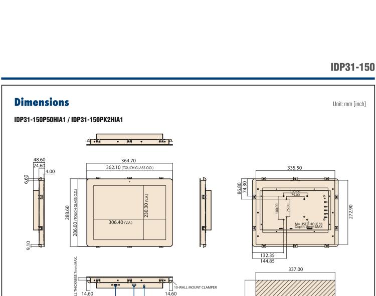 研華IDP31-150 采用100% 純平設計的 15" 工業(yè)級顯示器。超薄外形、光滑圓角和鋼化玻璃，整機現代感十足。