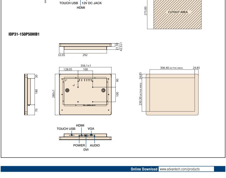 研華IDP31-150 采用100% 純平設計的 15" 工業(yè)級顯示器。超薄外形、光滑圓角和鋼化玻璃，整機現代感十足。