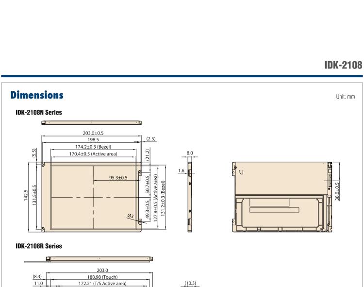 研華IDK-2108 8.4” SVGA 1200cd/m2 超高亮度工業(yè)顯示套件，帶 LED 背光燈、LVDS 接口