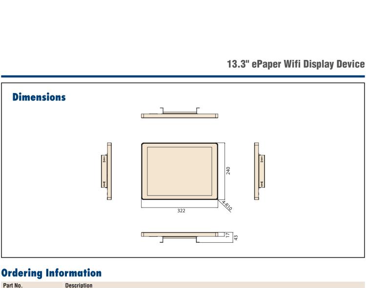 研華EPD-660-101 EPD-660, 662電子紙解決方案支持2.4GHz射頻無線協(xié)議，集成在13.3英寸顯示器解決方案中。