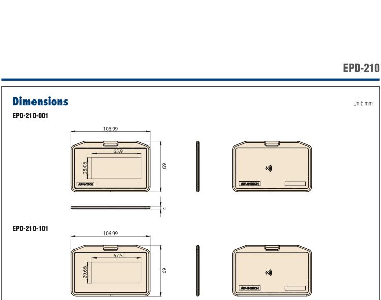 研華EPD-210 2.9" 電子紙解決方案，NFC、無電池，用于倉庫、物流箱和名片。