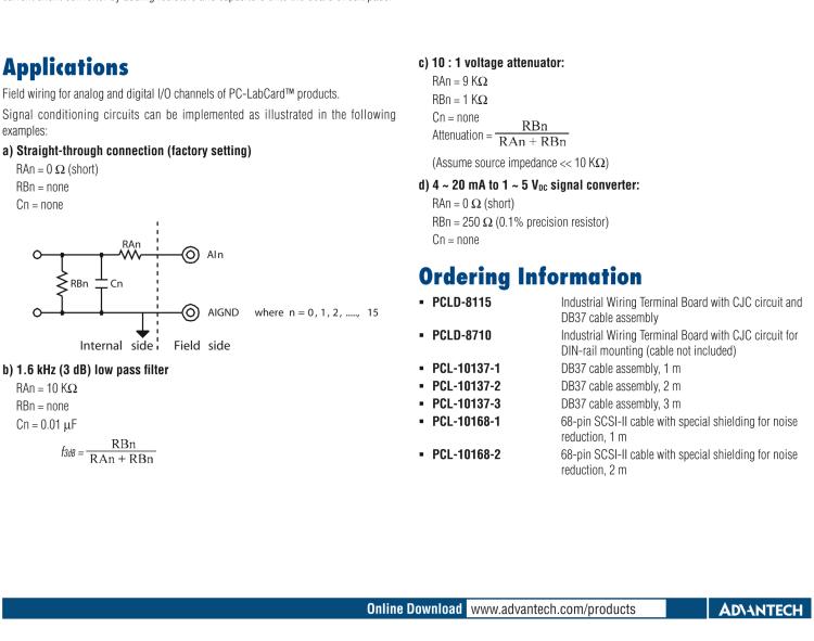 研華PCLD-8115 DB-37接線端子，支持CJC電路