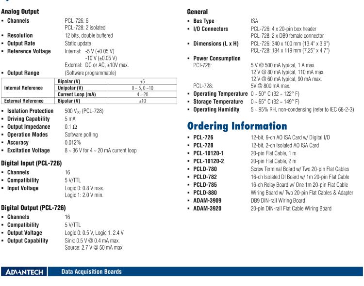 研華PCL-728 12位、2通道隔離模擬輸出ISA卡