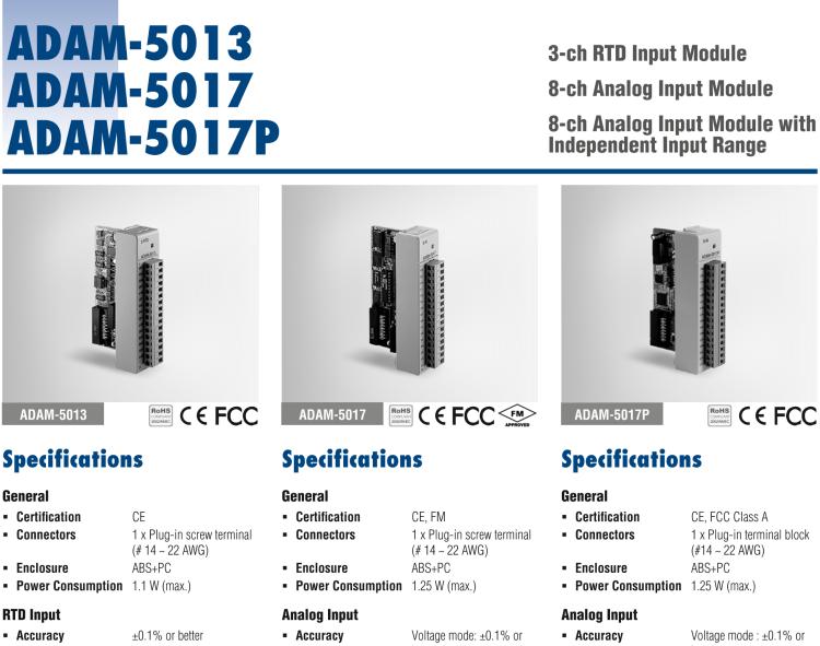 研華ADAM-5017P 8通道模擬量輸入模塊，可獨(dú)立配置輸入范圍