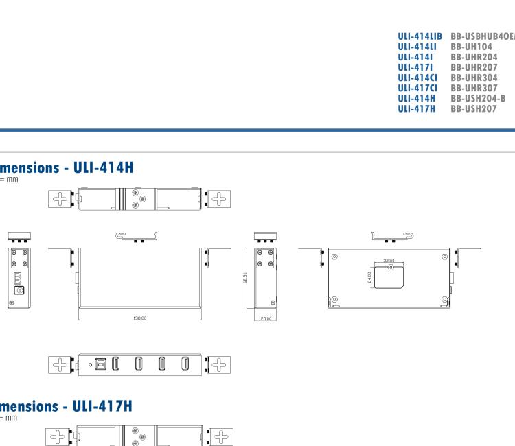 研華BB-USBHUB4OEM ULI-414LIB-工業(yè)USB 2.0集線器，4端口，高穩(wěn)固力連接器
