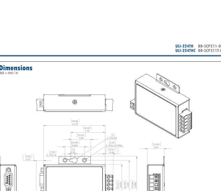 研華BB-485BAT3 ULI-224TB RS-232（DB9母頭至RS-422/485（接線端子）轉(zhuǎn)換器，電池供電