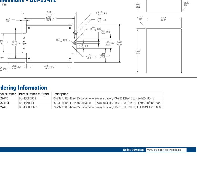 研華BB-485BAT3 ULI-224TB RS-232（DB9母頭至RS-422/485（接線端子）轉(zhuǎn)換器，電池供電